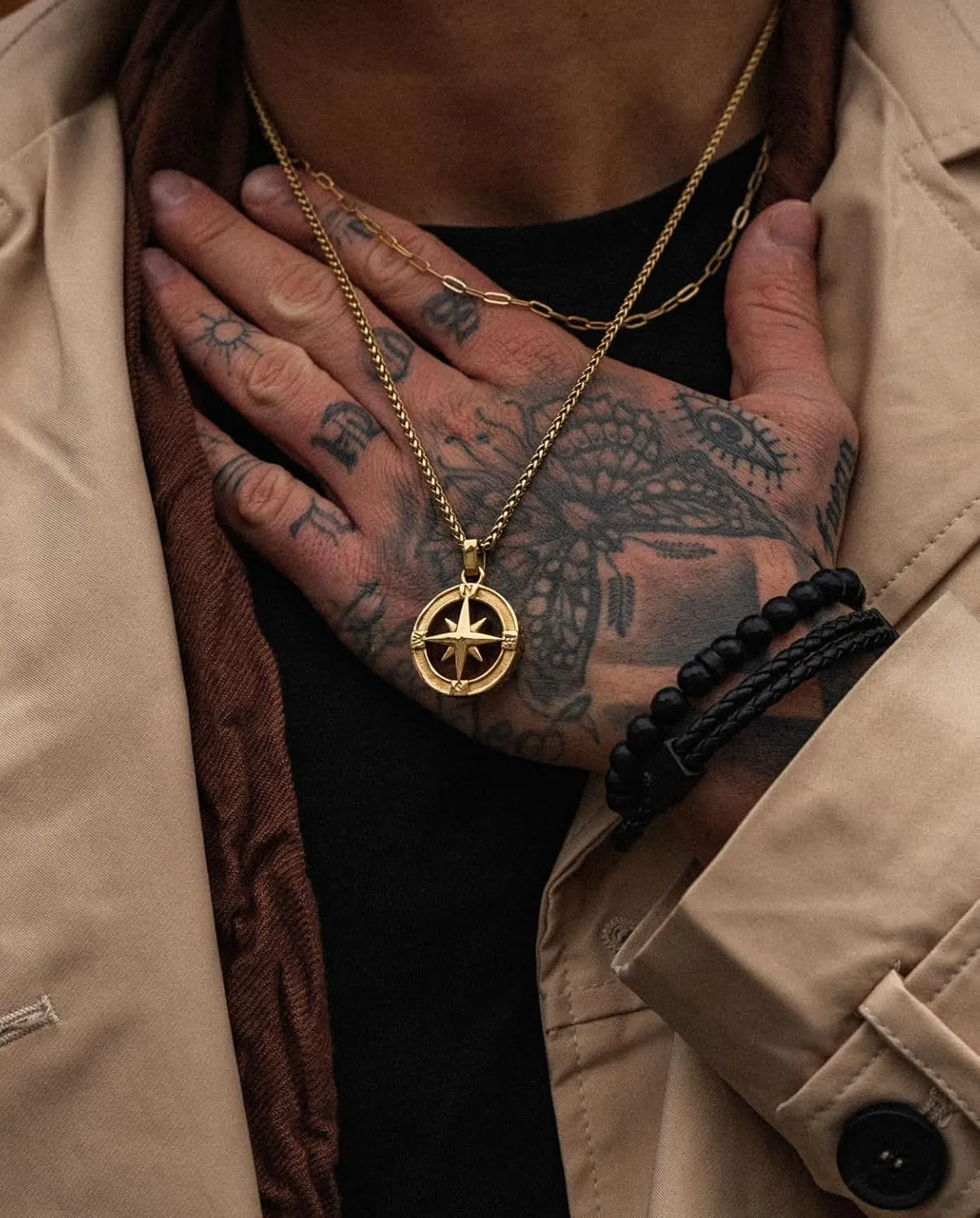 Forge & Foundry Men's Compass Pendant with Adjustable 21" Necklace Chain | Design-led, artisan jewelry from London