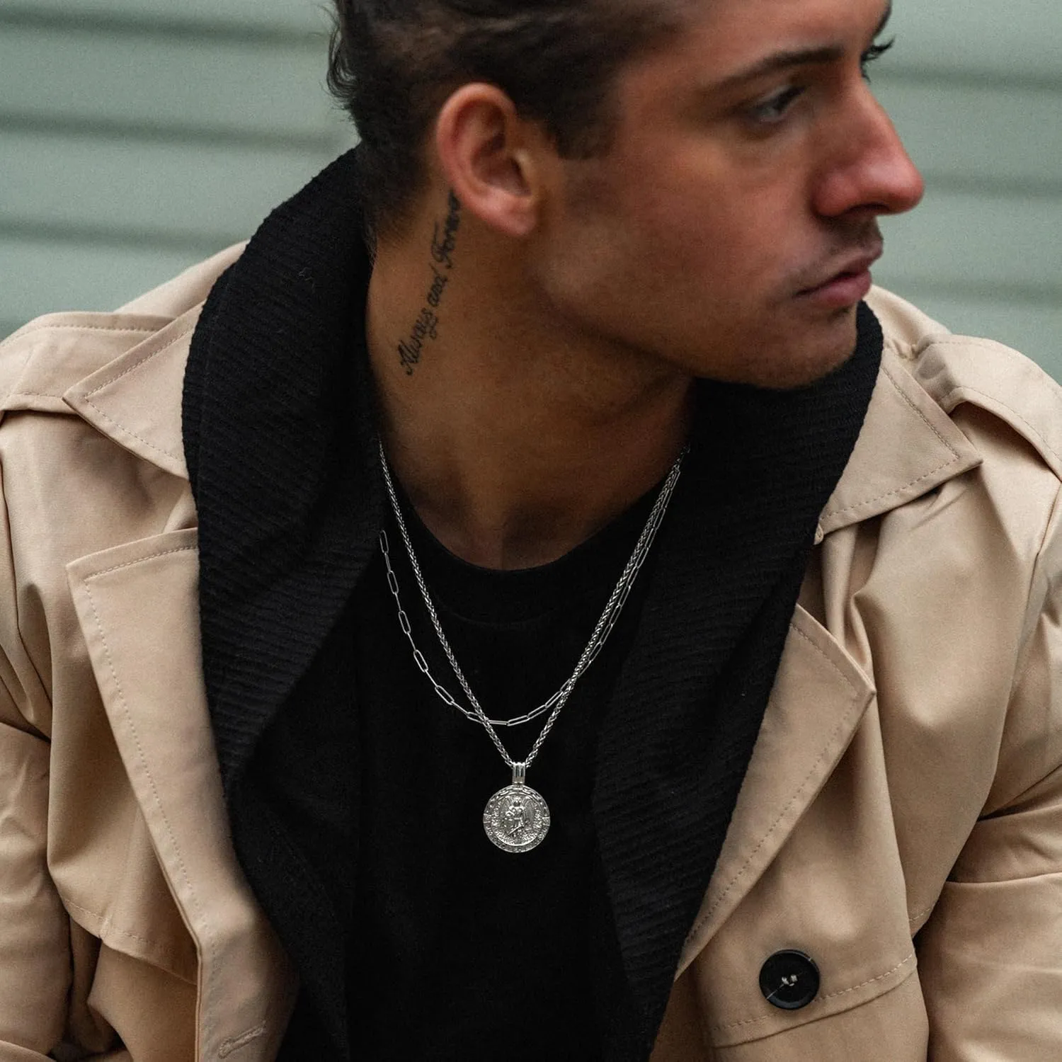 Forge & Foundry Men's Religious Pendant with 21" Extendable Necklace Chain - Compass | Saint Michael | Saint Christopher Pendant