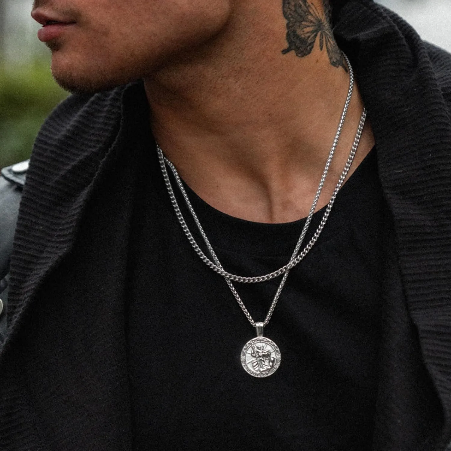 Forge & Foundry Men's Religious Pendant with 21" Extendable Necklace Chain - Compass | Saint Michael | Saint Christopher Pendant