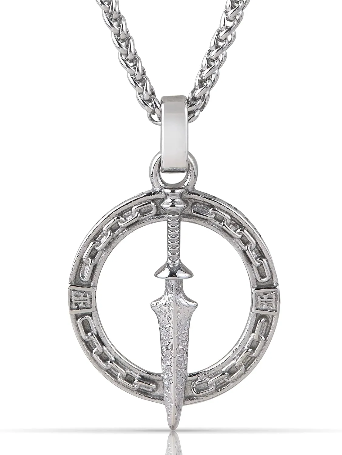 Forge & Foundry Men's Stainless Steel Dagger Pendant with Adjustable 21" Necklace Wheat Chain | Mercier | Design-led, artisan jewelry from London