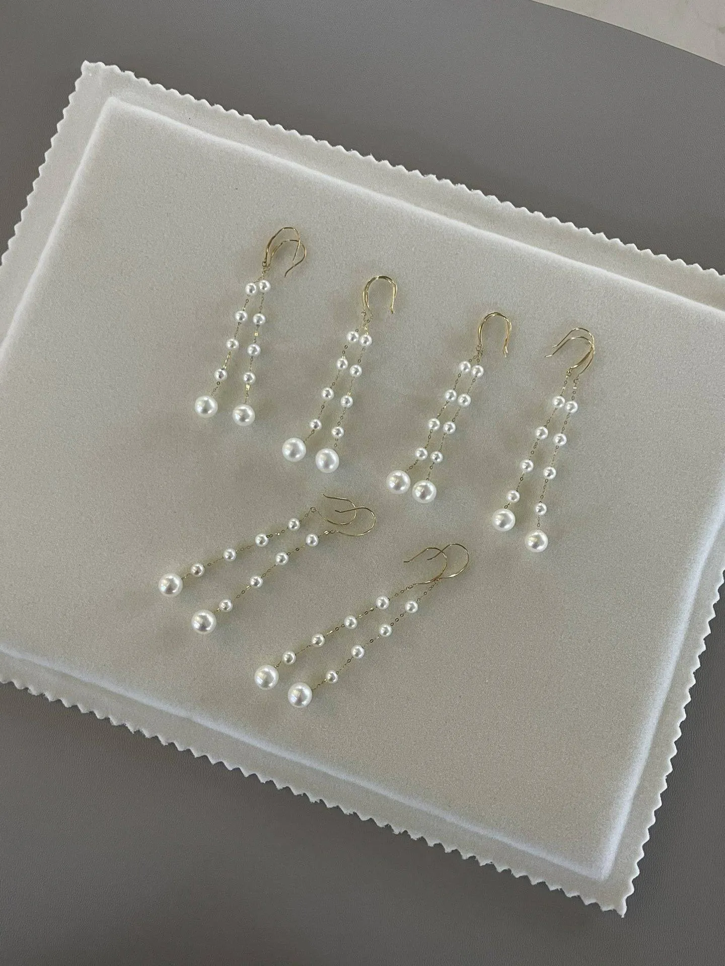 Freshwater Pearl Dangle Cluster Earrings 18K Gold