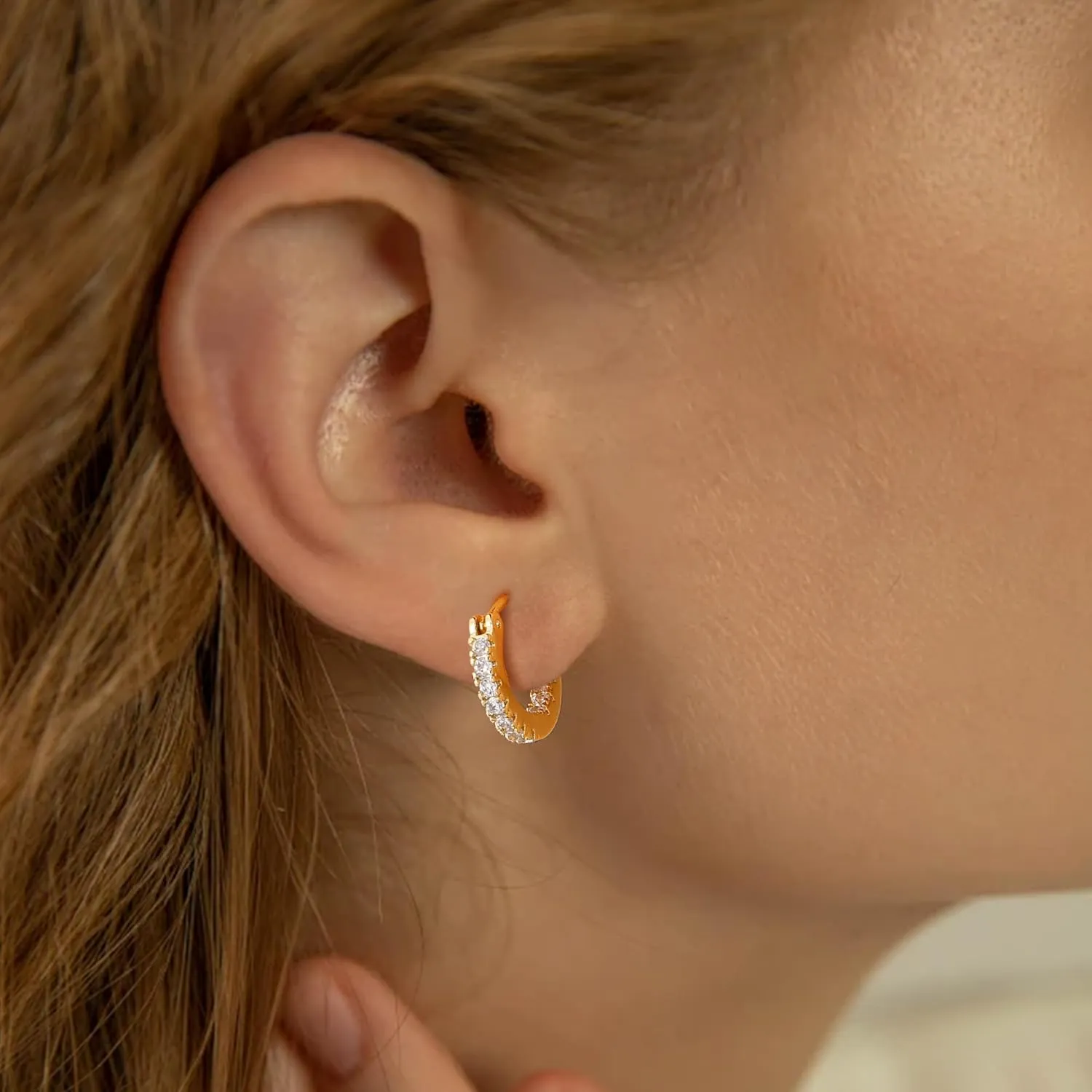 Gacimy Gold Hoop Earrings for Women, 15-30mm Cubic Zirconia, 14k Gold Plated with Sterling Silver Post