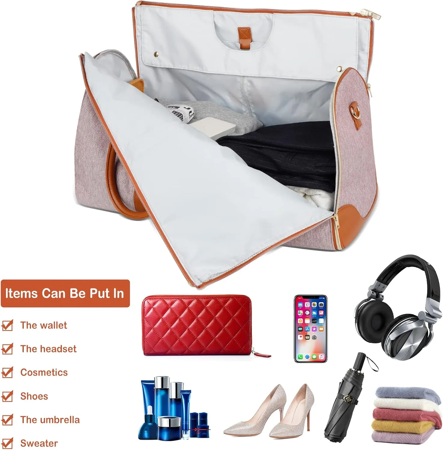 Garment Bag for Travel, Convertible Carry-On Duffel with Shoe Compartment, Waterproof & Wrinkle-Free Suit Carrier for Business Trips & Weekend Getaways, Foldable & Lightweight