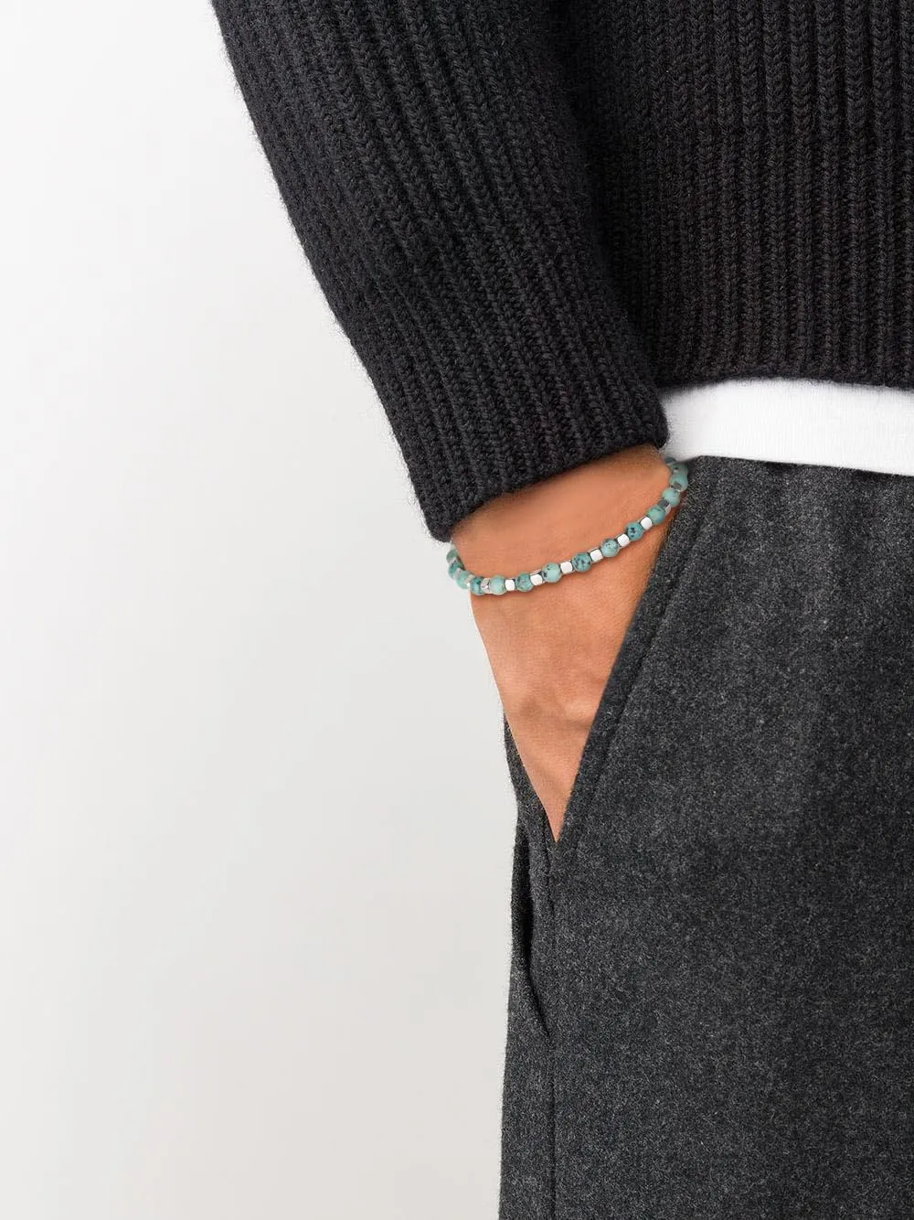 GAVU Italian Mens Beaded Bracelet, Crystal Bracelet for Men 4mm