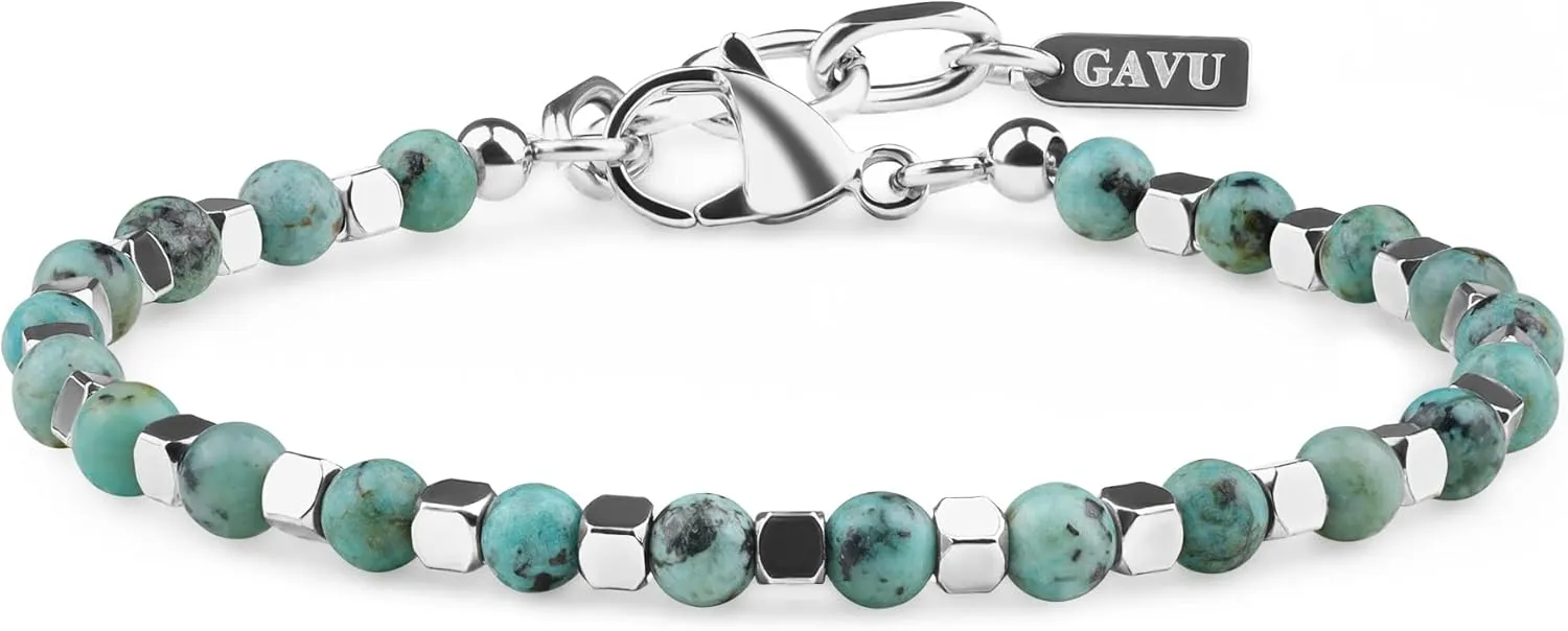 GAVU Italian Mens Beaded Bracelet, Crystal Bracelet for Men 4mm