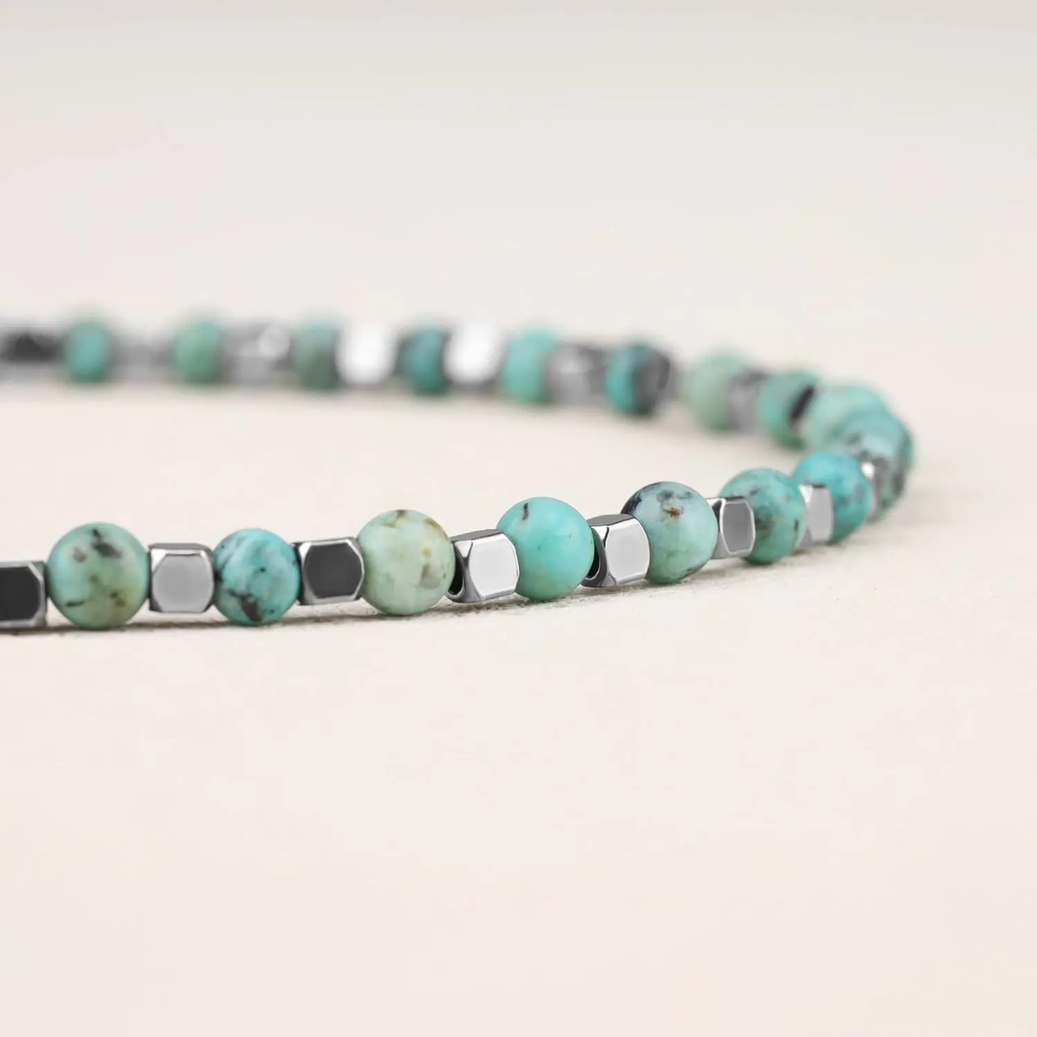GAVU Italian Mens Beaded Bracelet, Crystal Bracelet for Men 4mm