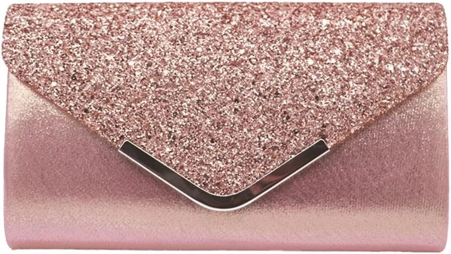 Glitter Clutch Purse for Women Sparkly Evening Bag with Chain Compact Functional Envelope Clutch Party Wedding Prom