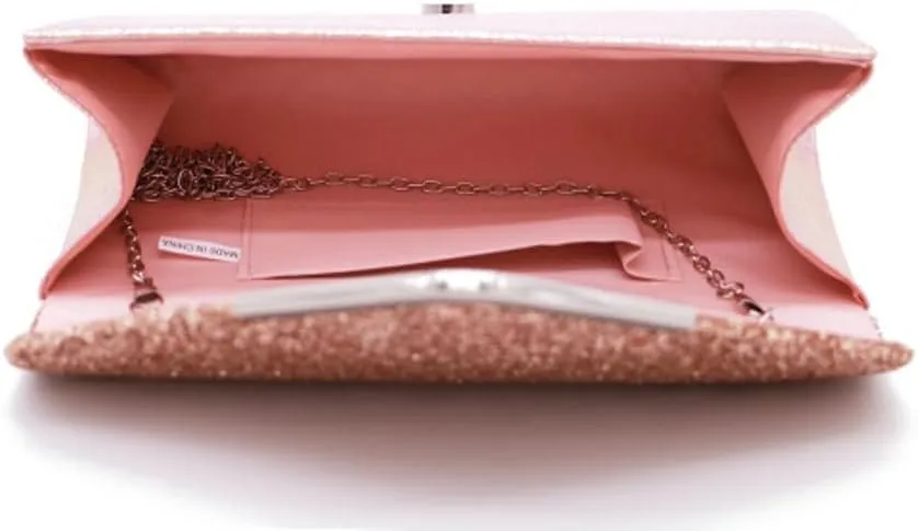 Glitter Clutch Purse for Women Sparkly Evening Bag with Chain Compact Functional Envelope Clutch Party Wedding Prom
