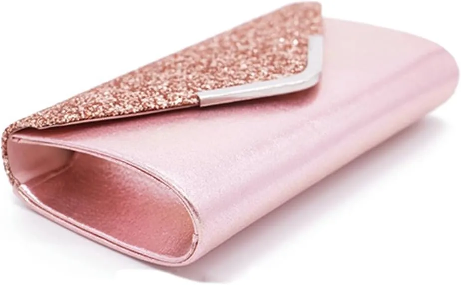 Glitter Clutch Purse for Women Sparkly Evening Bag with Chain Compact Functional Envelope Clutch Party Wedding Prom