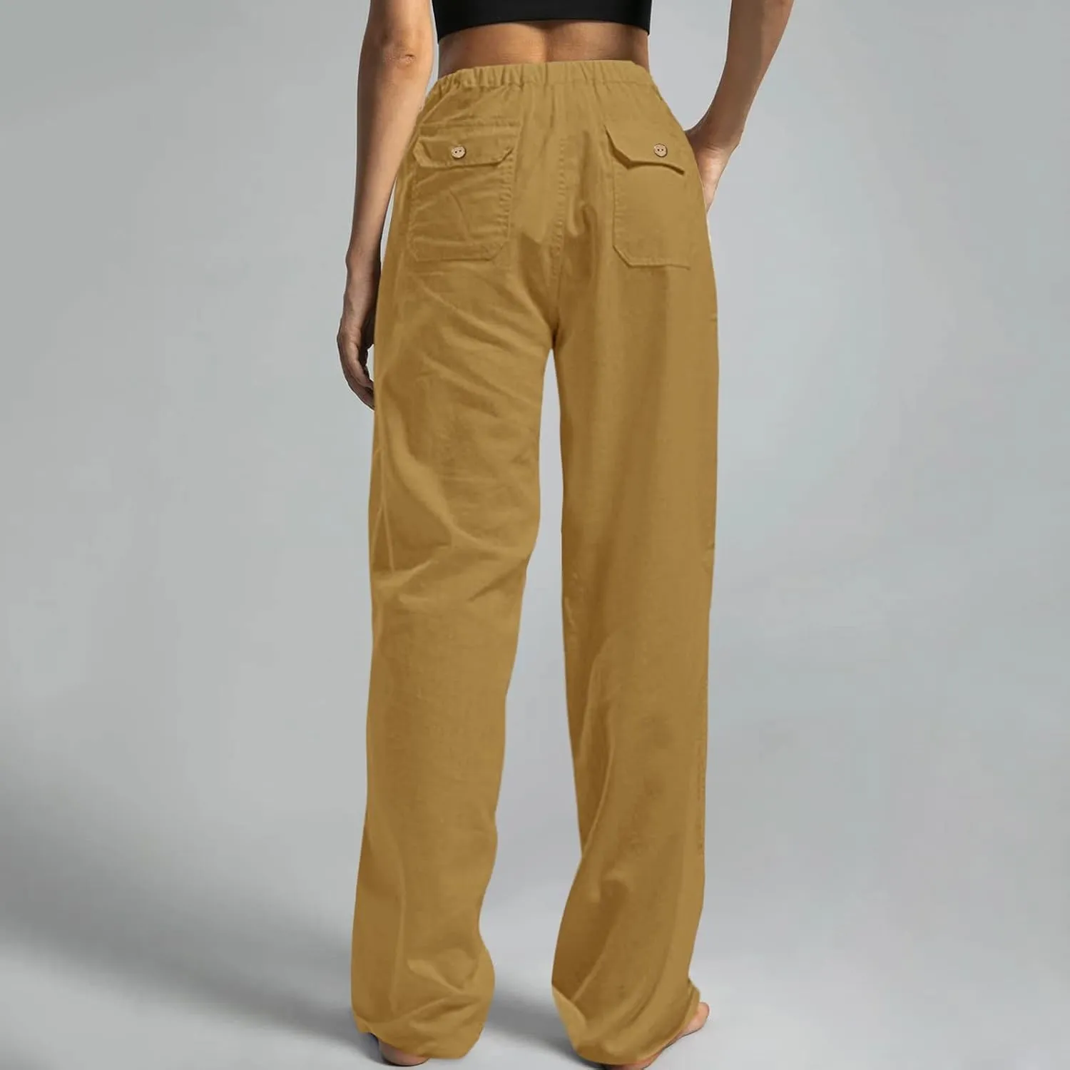 GOKKILRW Cotton Linen Pants Women Wide Leg Flowy Loose Palazzo Trousers Casual High Waist Slacks 2025 Beach Vacation Outfits