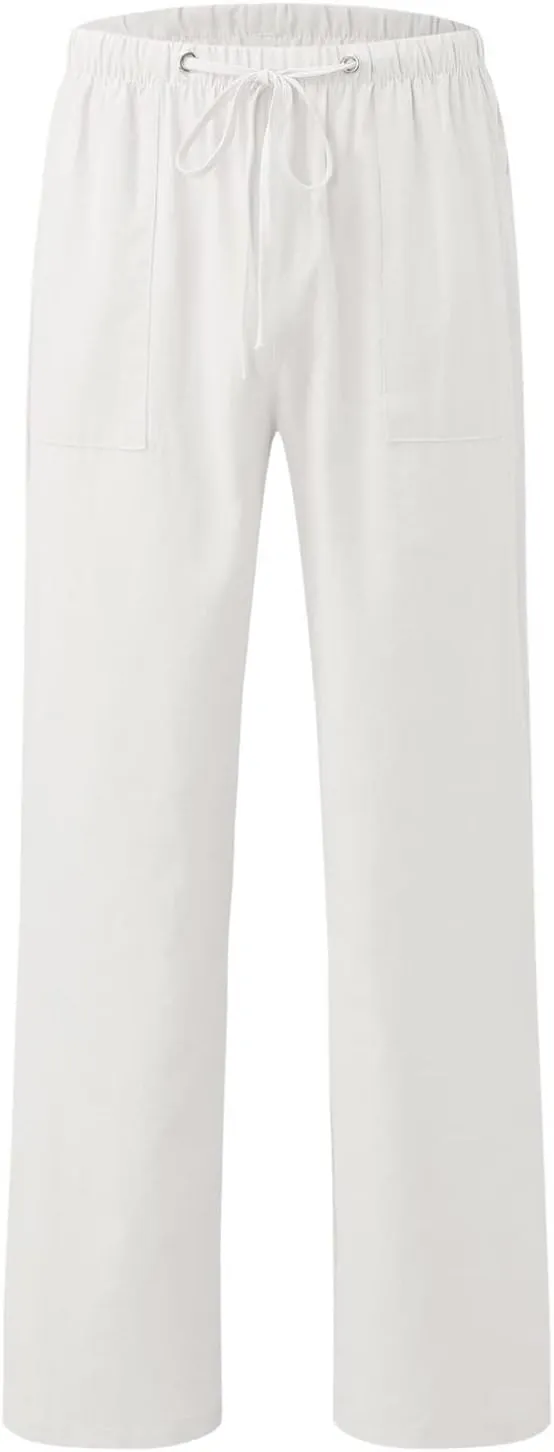 GOKKILRW Cotton Linen Pants Women Wide Leg Flowy Loose Palazzo Trousers Casual High Waist Slacks 2025 Beach Vacation Outfits