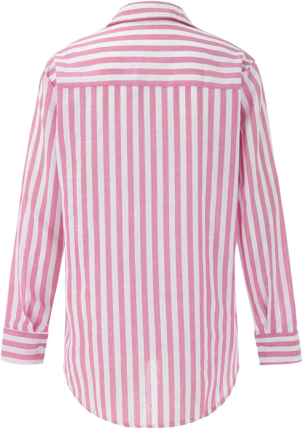 GOKKILRW Womens Button Down Casual Shirts Cotton Linen 2024 Trendy Striped Dressy Blouses Long Sleeve Loose Fit Tops Pockets
