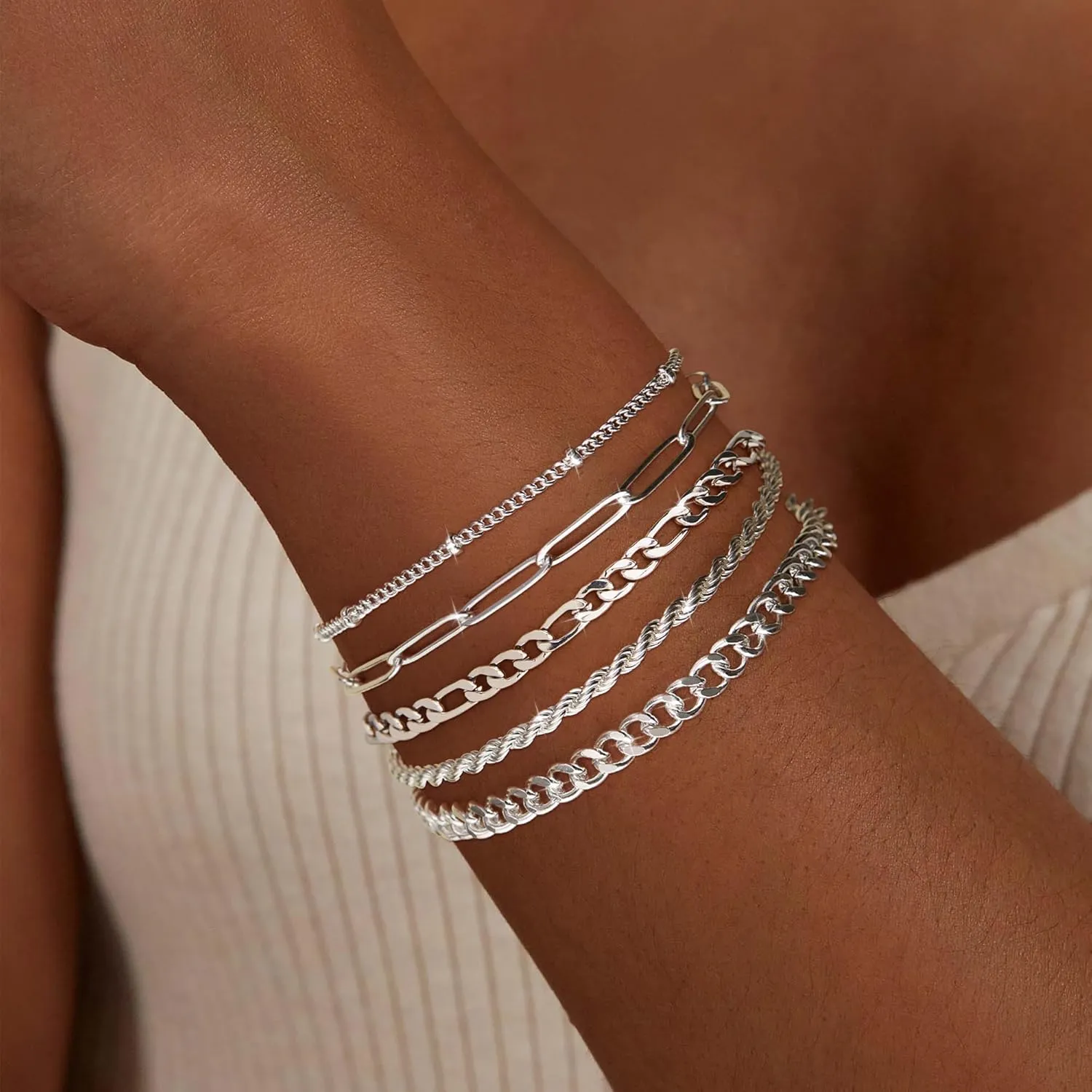 Gold Bracelets for Women,Dainty Bracelets Set for Women Trendy, Gold Bracelets Stack With Beaded, Cuban, Paperclip, Heart, Snake, Rope, Pearl, Cross, Hand Chain, Silver Jewelry Gifts for Women Christmas