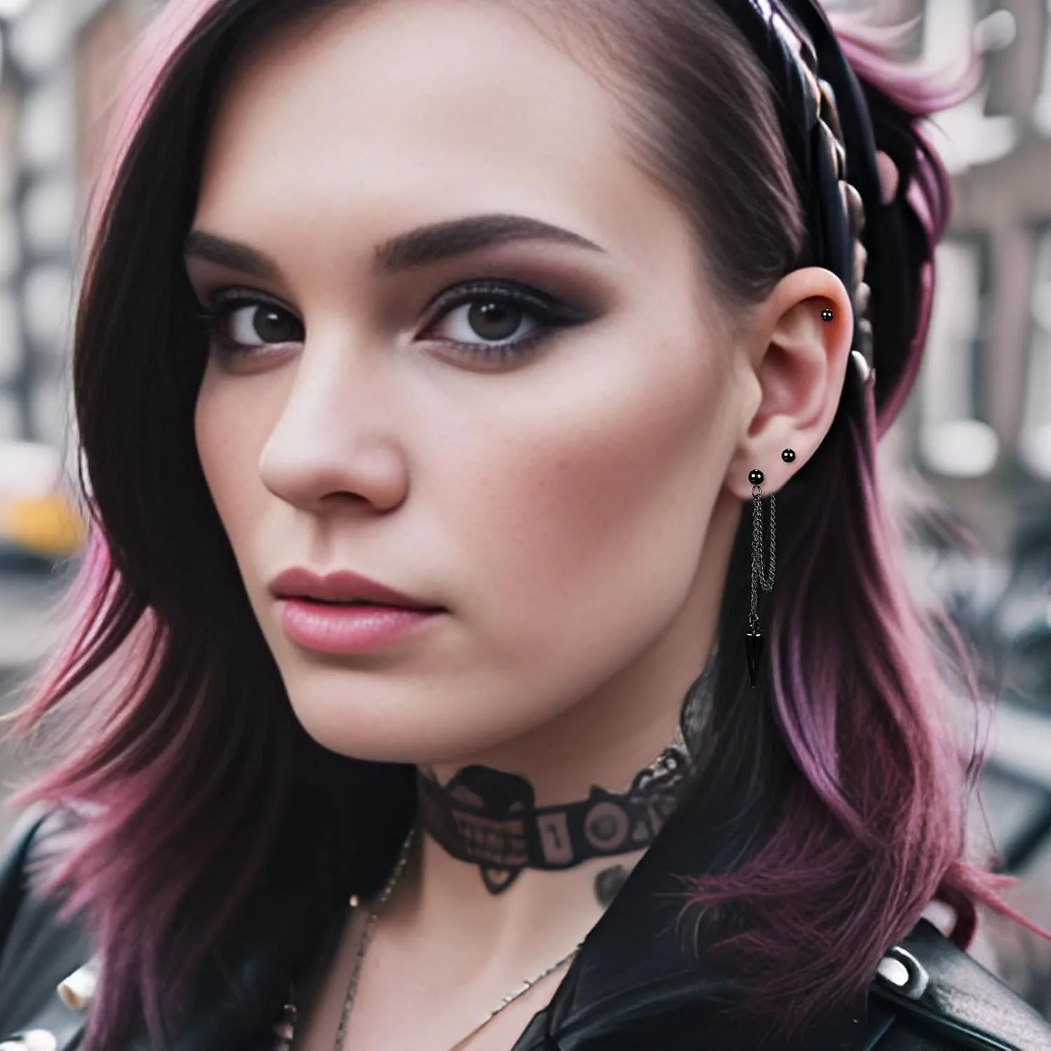 Gold Chain Earrings for Women Irregular Bar Spike Drop Dangle Earrings Long Threader Earring Dangly Tassel Earrings Stainless Steel Black Spike Steampunk Gothic Punk Earrings Jewelry