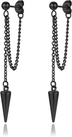 Gold Chain Earrings for Women Irregular Bar Spike Drop Dangle Earrings Long Threader Earring Dangly Tassel Earrings Stainless Steel Black Spike Steampunk Gothic Punk Earrings Jewelry