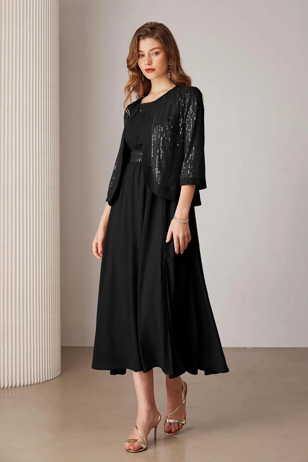 GRACE KARIN Women's Formal Dresses Mother of The Bride Dresses for Wedding Party Cocktail Dress Two Piece Dress Sequin Dress