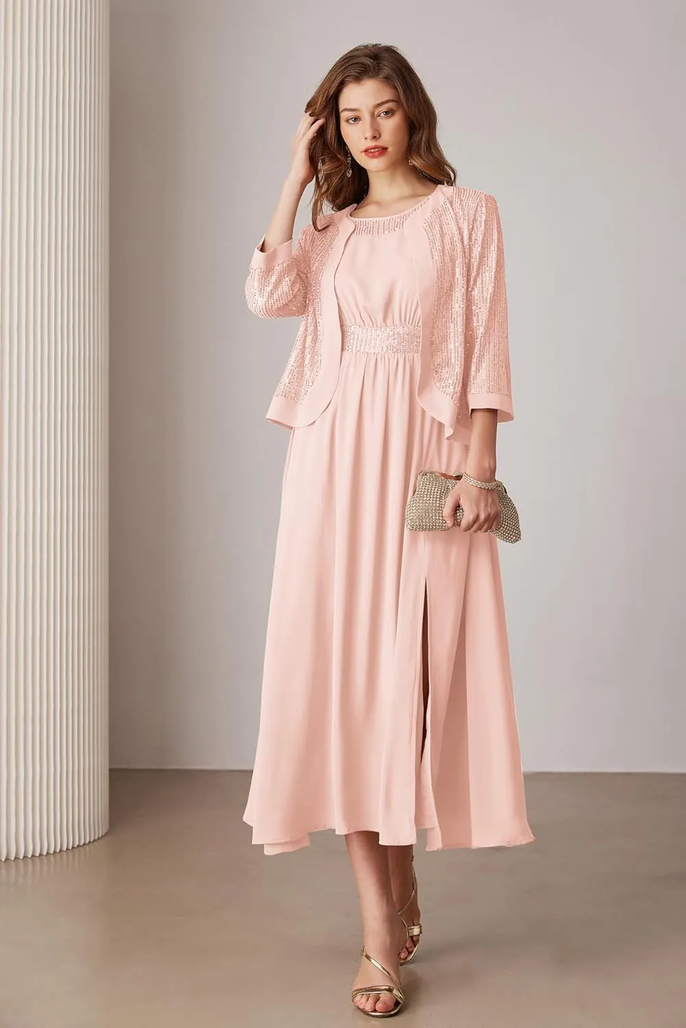 GRACE KARIN Women's Formal Dresses Mother of The Bride Dresses for Wedding Party Cocktail Dress Two Piece Dress Sequin Dress