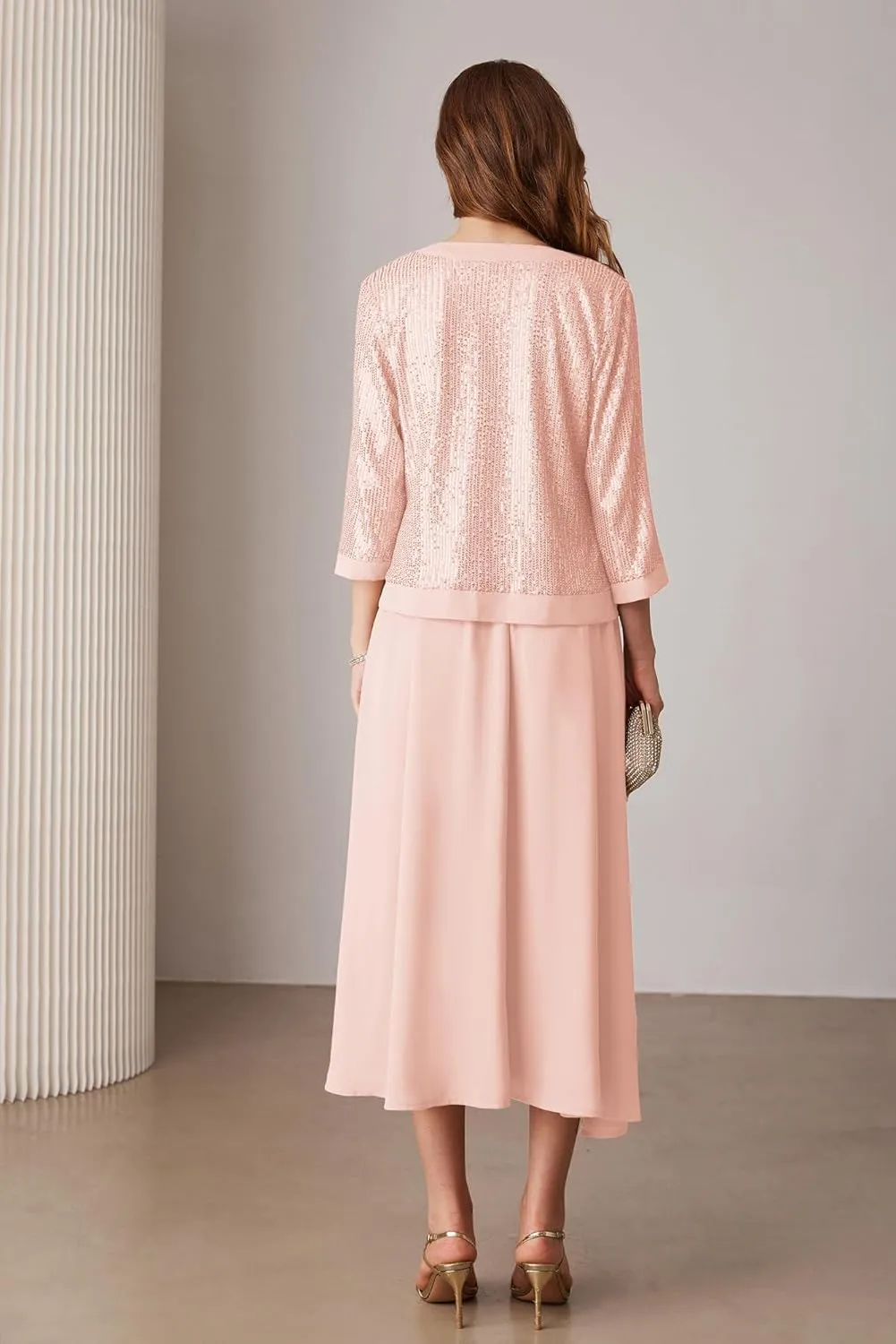 GRACE KARIN Women's Formal Dresses Mother of The Bride Dresses for Wedding Party Cocktail Dress Two Piece Dress Sequin Dress