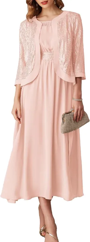 GRACE KARIN Women's Formal Dresses Mother of The Bride Dresses for Wedding Party Cocktail Dress Two Piece Dress Sequin Dress