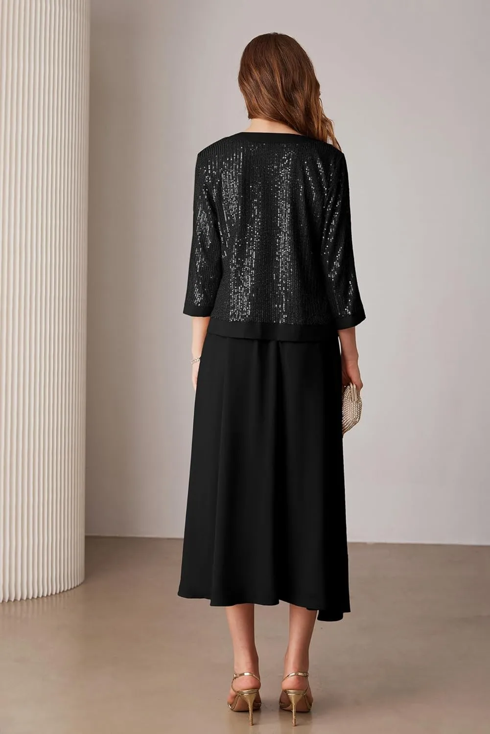 GRACE KARIN Women's Formal Dresses Mother of The Bride Dresses for Wedding Party Cocktail Dress Two Piece Dress Sequin Dress