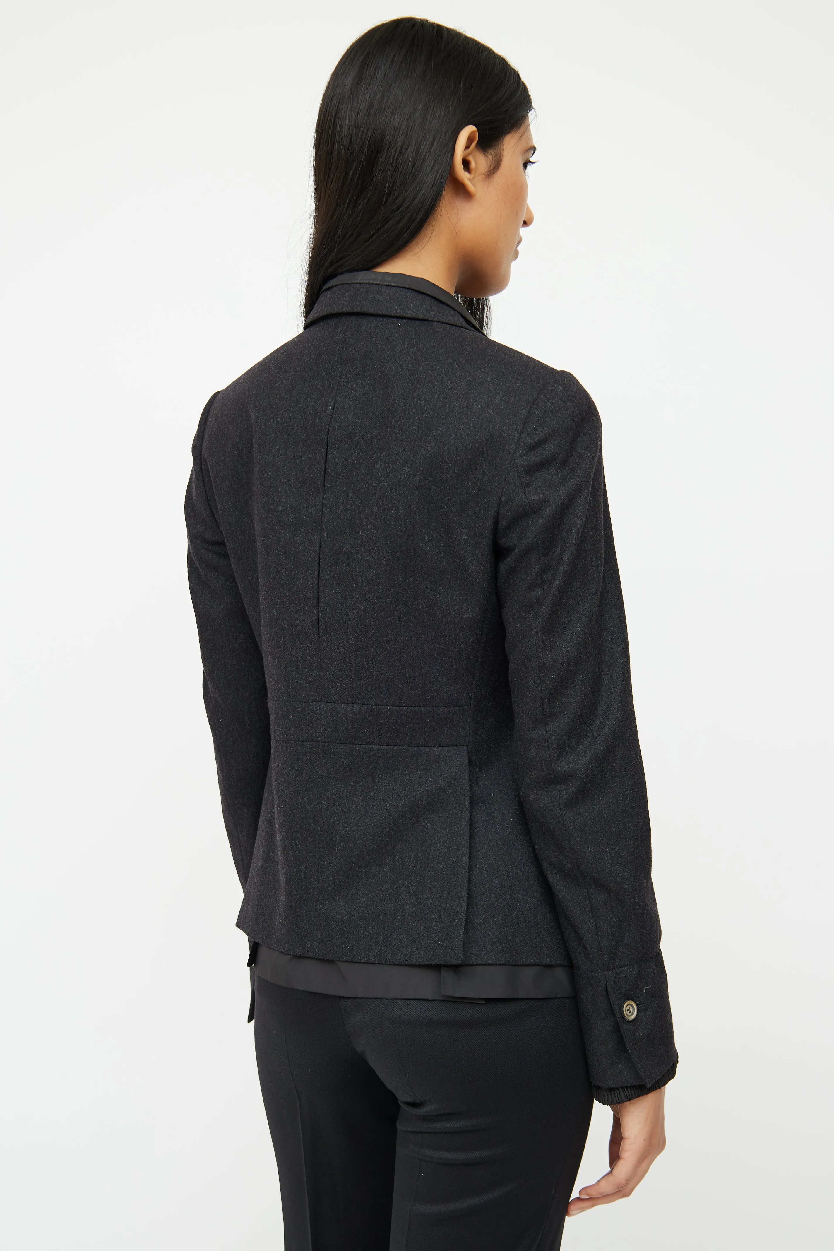 Grey Wool & Black Layered Blazer