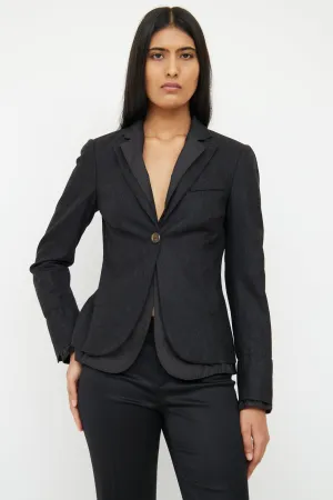 Grey Wool & Black Layered Blazer