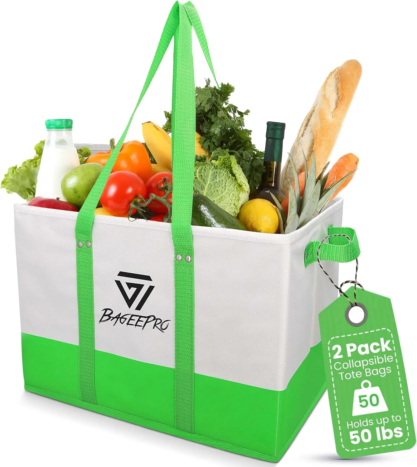 Grocery Bags Shopping Bags Large Shopping Bags with Handles for Food & Storage Foldable Grocery Totes 2 Packs