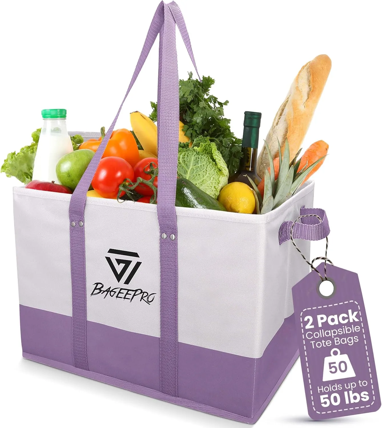 Grocery Bags Shopping Bags Large Shopping Bags with Handles for Food & Storage Foldable Grocery Totes 2 Packs