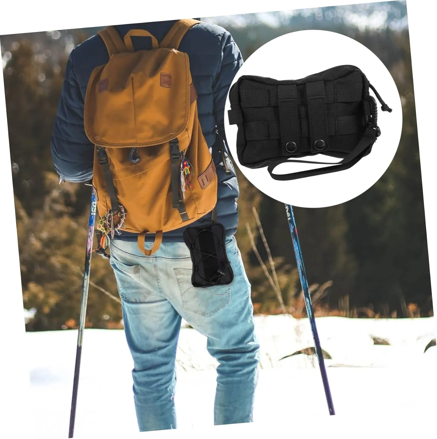 HANABASS Small Pouch Multi Functional Outdoor High-capacity Waist Bag for Earphones Black Mesh Organization
