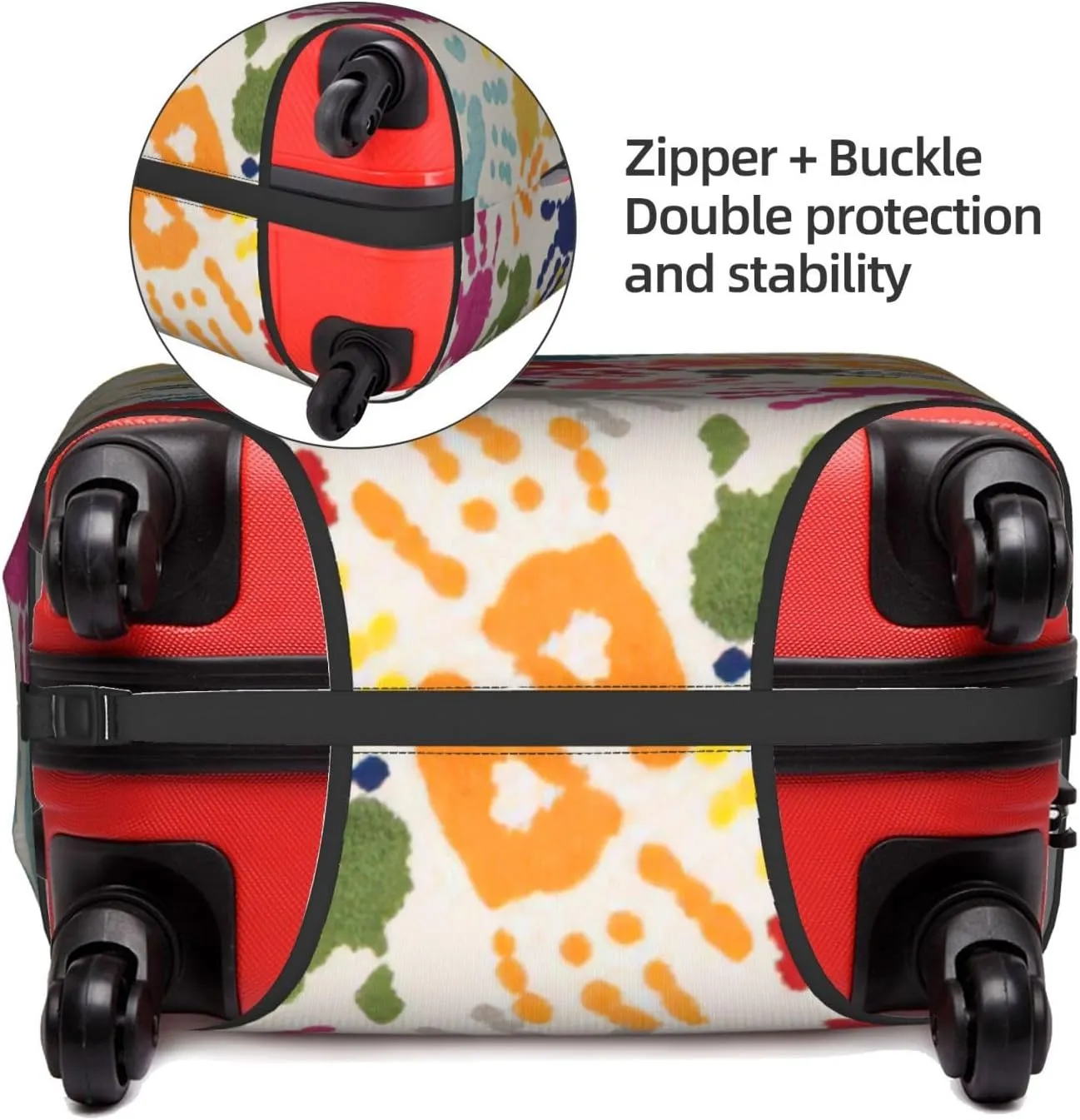 Hand Print Print Practical Elastic Washable Travel Luggage Cover with Concealed Zipper for Suitcases