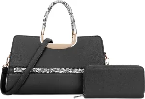 Handbags Sets For Women Shoulder Bags Top Handle Work Satchel Tote Purses Set With Matching Wallet