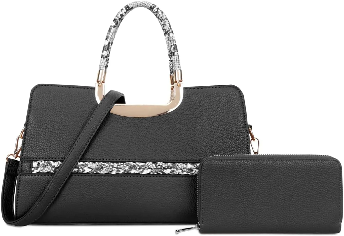 Handbags Sets For Women Shoulder Bags Top Handle Work Satchel Tote Purses Set With Matching Wallet