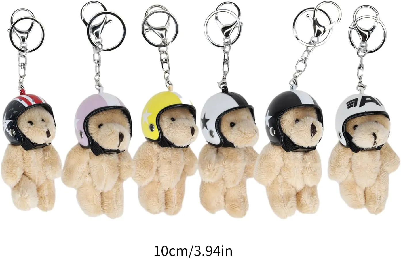 Handmade Helmeted Bear Charm Keychains Lovely Ornament Women Car Keyring Backpack Handbag Charm Pendant Keys Holder
