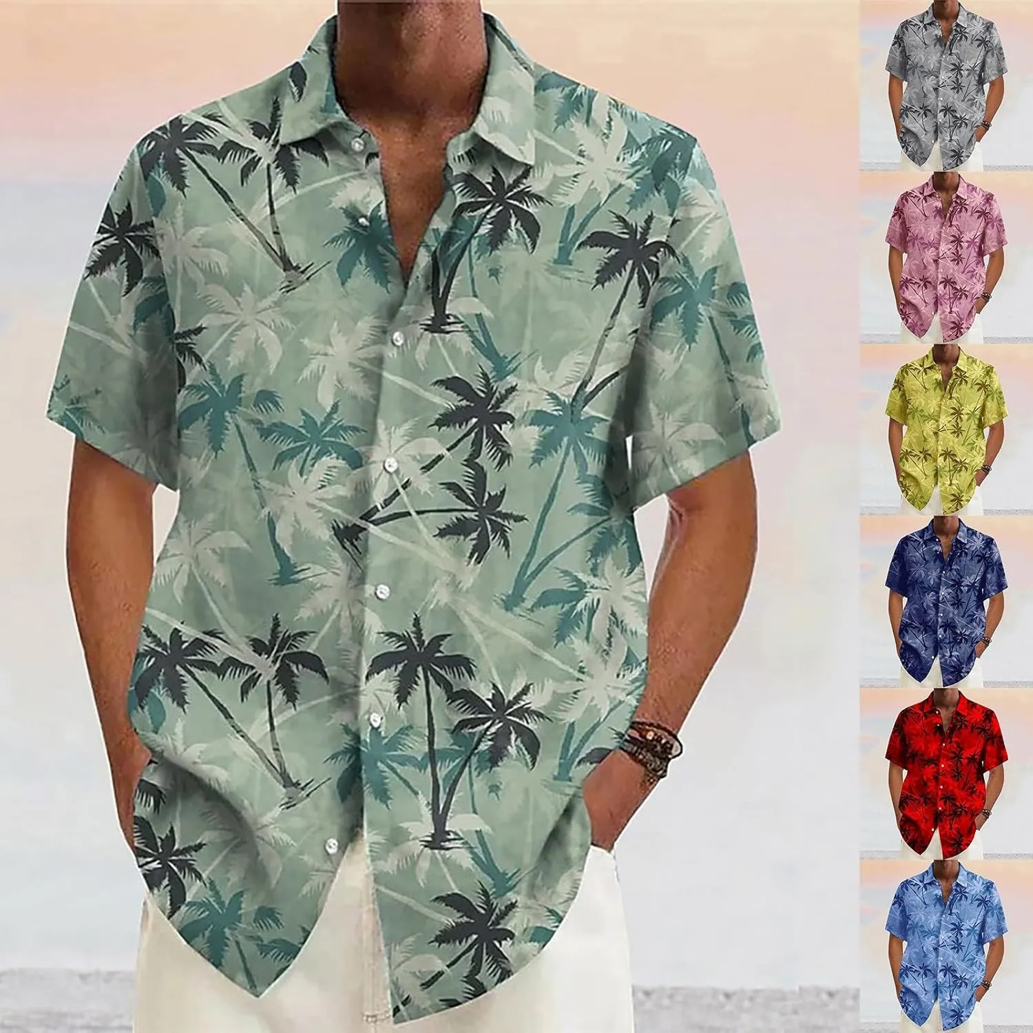 Hawaiian Shirt for Men Button Down Shirts Short Sleeve Regular Fit Beach Shirt Men's Casual Shirts Short Sleeve Tops