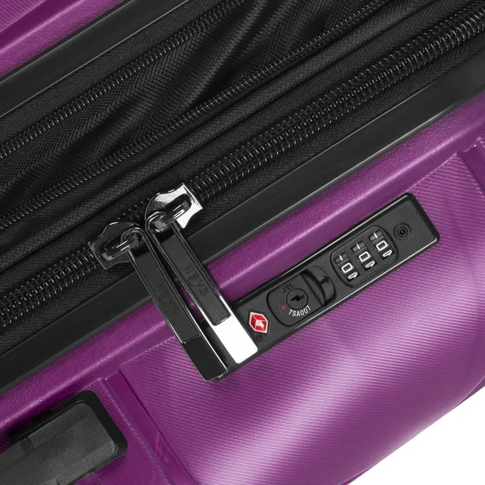 Heys Milos Durable and lightweight luggage, made with Duraflex impact-resistant material, TSA Combination Lock, Dual Spinner Wheels, and Expandable, Plum, 21-Inch Carry-On