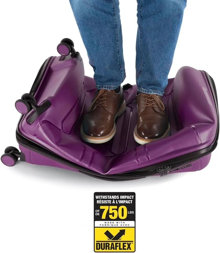 Heys Milos Durable and lightweight luggage, made with Duraflex impact-resistant material, TSA Combination Lock, Dual Spinner Wheels, and Expandable, Plum, 21-Inch Carry-On