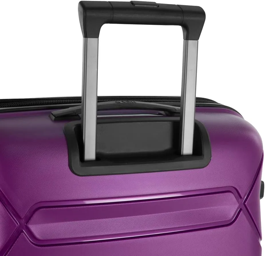 Heys Milos Durable and lightweight luggage, made with Duraflex impact-resistant material, TSA Combination Lock, Dual Spinner Wheels, and Expandable, Plum, 21-Inch Carry-On