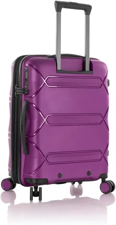 Heys Milos Durable and lightweight luggage, made with Duraflex impact-resistant material, TSA Combination Lock, Dual Spinner Wheels, and Expandable, Plum, 21-Inch Carry-On