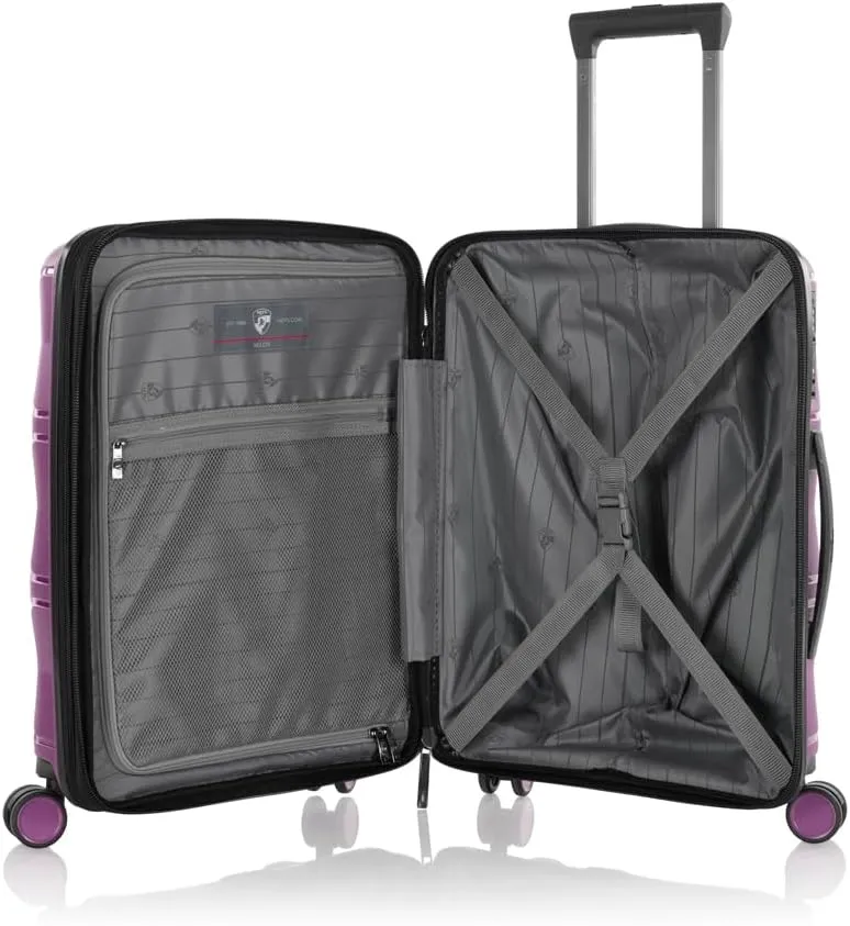 Heys Milos Durable and lightweight luggage, made with Duraflex impact-resistant material, TSA Combination Lock, Dual Spinner Wheels, and Expandable, Plum, 21-Inch Carry-On
