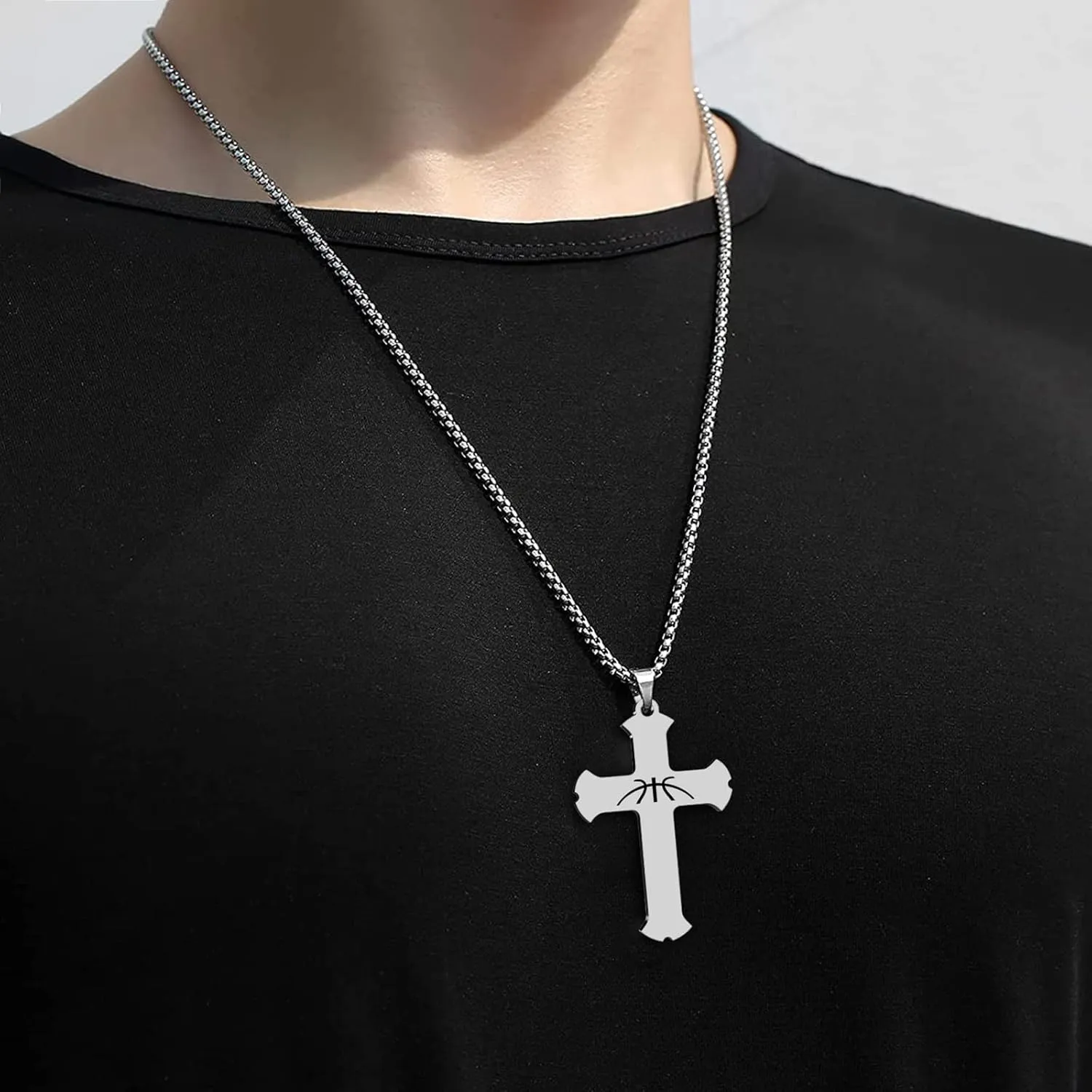 HOFOYA Cross Pendant Necklace With Inspiring Bible Quote from Phil 4:13 Soccer Baseball Basketball Football Volleyball Necklace Jewelry Gift for Men Teen Boys Girls.