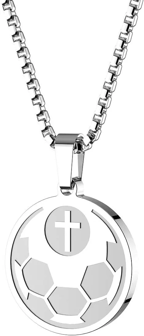HOFOYA Sports Athletes Necklace with Inspiring Bible Quote from Phil 4:13 Baseball Basketball Football Soccer Volleyball Pendant Jewelry Gift for Men Teen boys girls,Christ Baptist gifts.