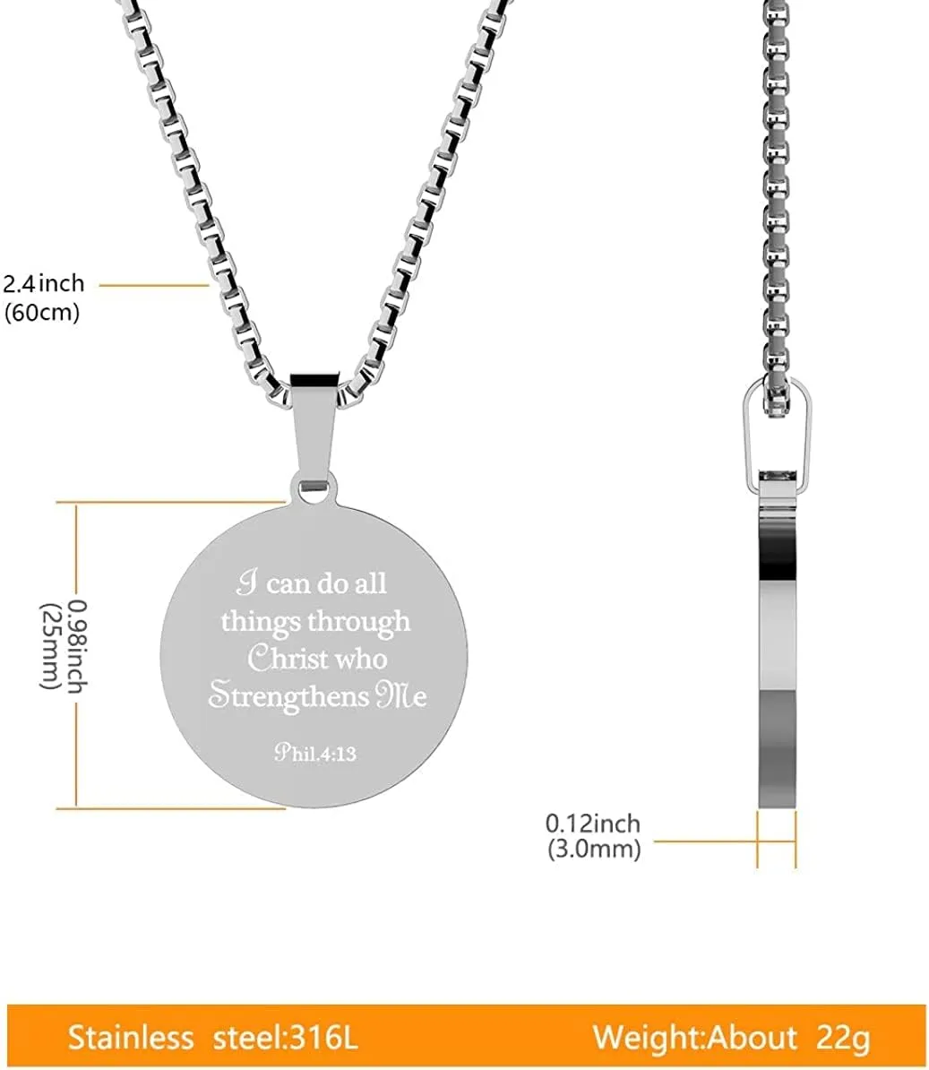 HOFOYA Sports Athletes Necklace with Inspiring Bible Quote from Phil 4:13 Baseball Basketball Football Soccer Volleyball Pendant Jewelry Gift for Men Teen boys girls,Christ Baptist gifts.