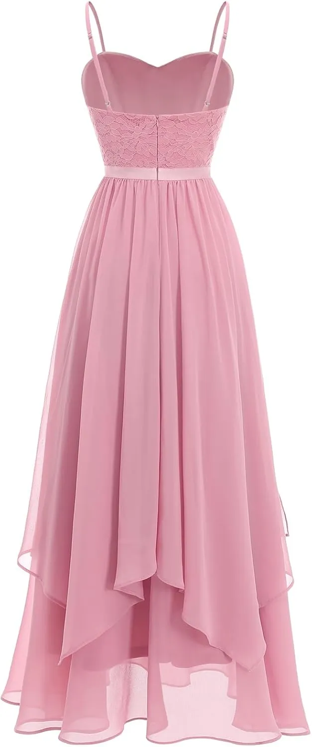 HomRain Women Spaghetti Strap Chiffon Maxi Dress Cocktail Prom Homecoming Wedding Guest Dress