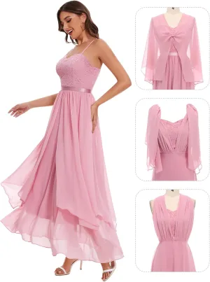 HomRain Women Spaghetti Strap Chiffon Maxi Dress Cocktail Prom Homecoming Wedding Guest Dress