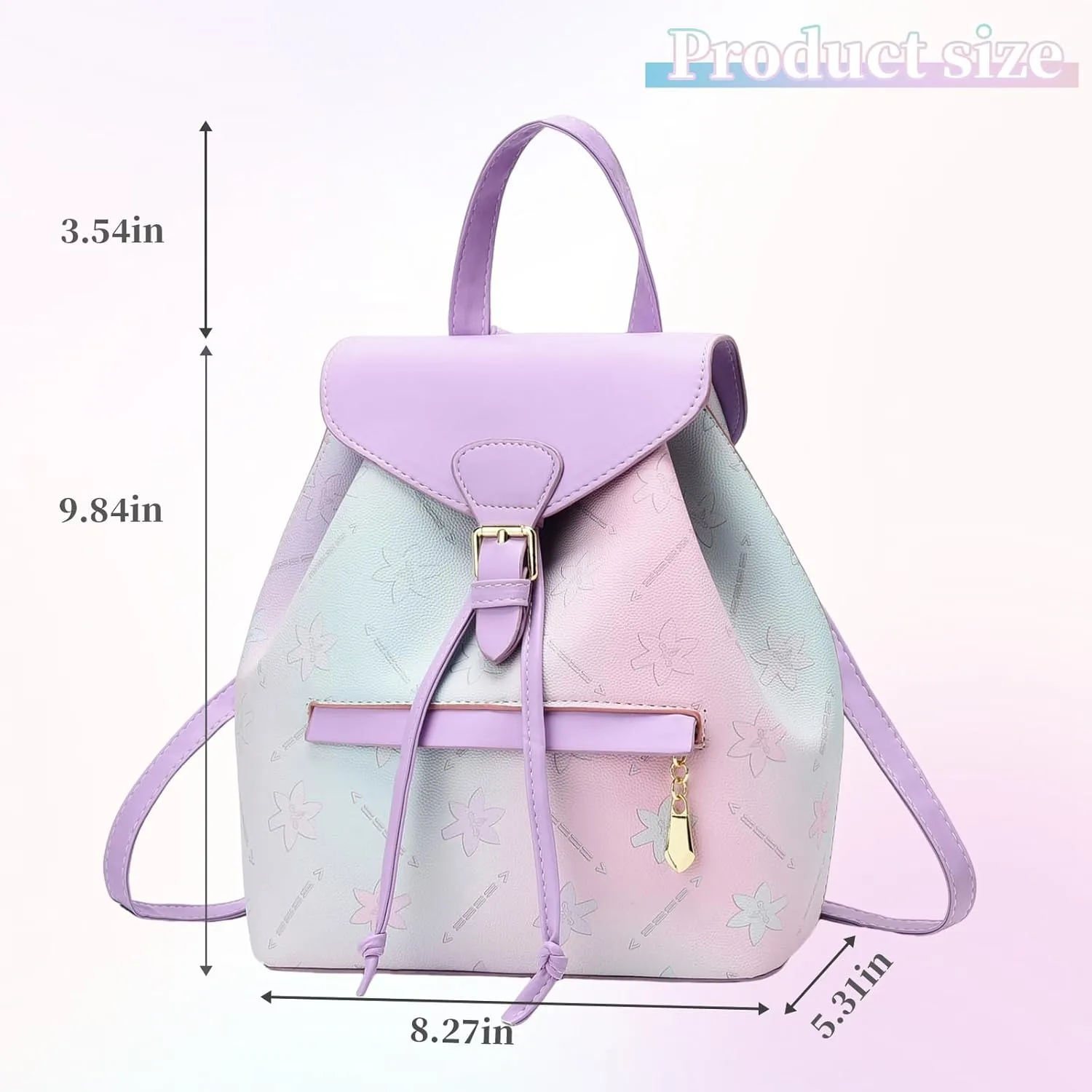 I IHAYNER Leather Drawstring Backpack for Women Stylish Color-Blocked Printed Design Durable Functional Backpack for Travel Pink