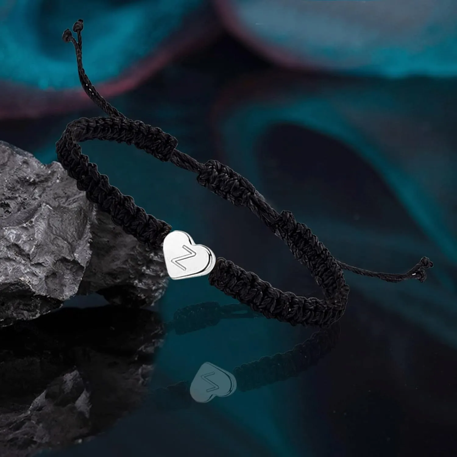 Initial Bracelet Heart Woven Bracelet Letter Bracelet Dainty Charm Bracelets for Women Men Minimalist Jewelry Matching Couple Bracelets Gifts