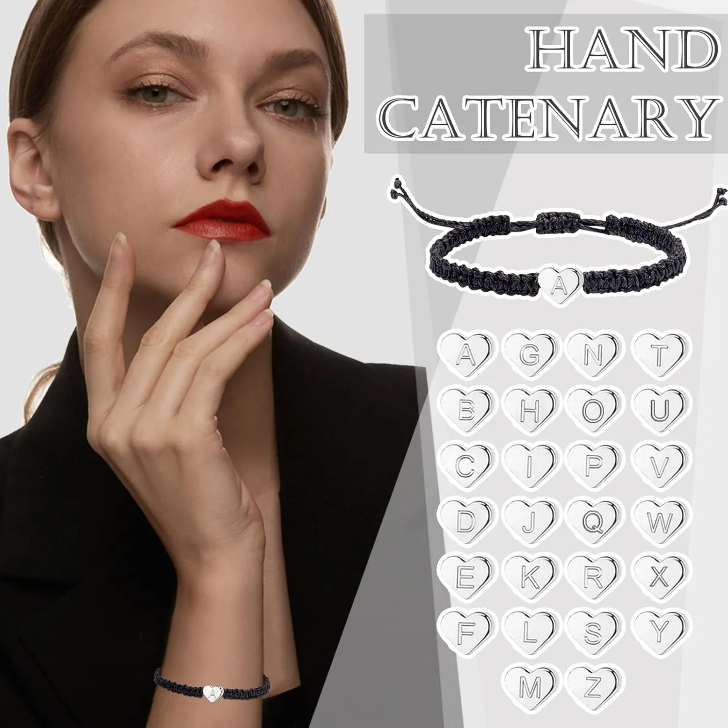Initial Bracelet Heart Woven Bracelet Letter Bracelet Dainty Charm Bracelets for Women Men Minimalist Jewelry Matching Couple Bracelets Gifts