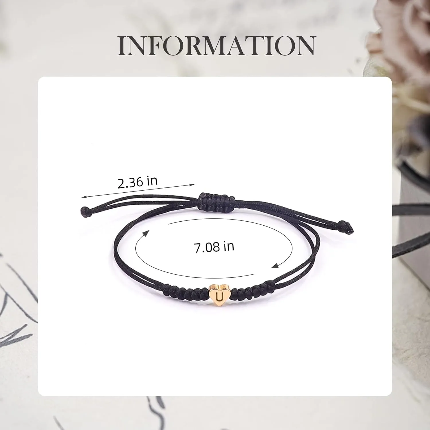 Initial Bracelets for teen girls/boys, Initial N Letter Bracelets Charm Bracelets Handmade Bracelets for Valentines Day Mother's Day Birthday Graduation Gifts (Black, N)