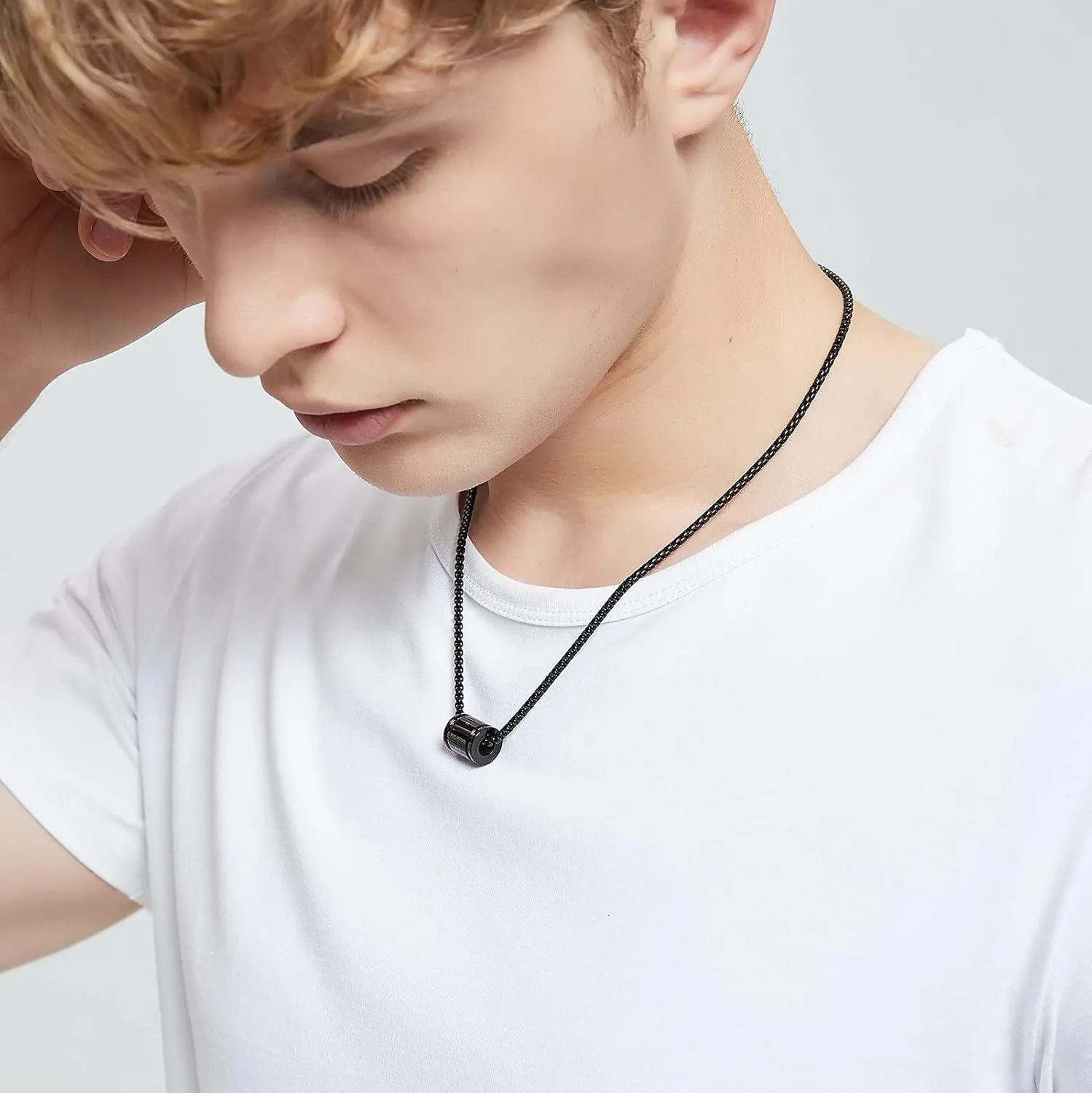 JAYUMO Cross Necklace for Men Stainless Steel Crucifix Lord's Prayer Pendant Necklace 20 Inch Chain