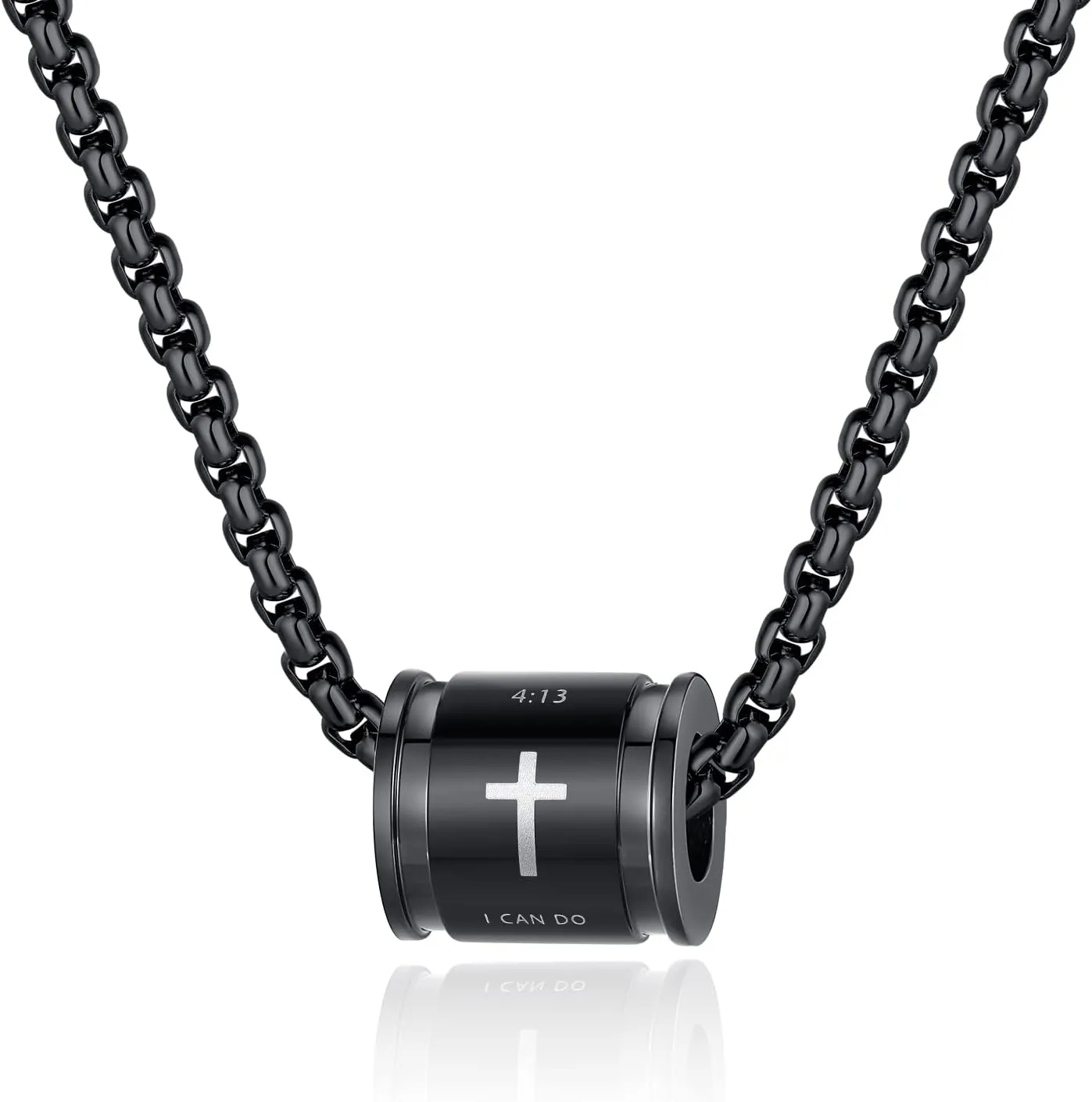 JAYUMO Cross Necklace for Men Stainless Steel Crucifix Lord's Prayer Pendant Necklace 20 Inch Chain